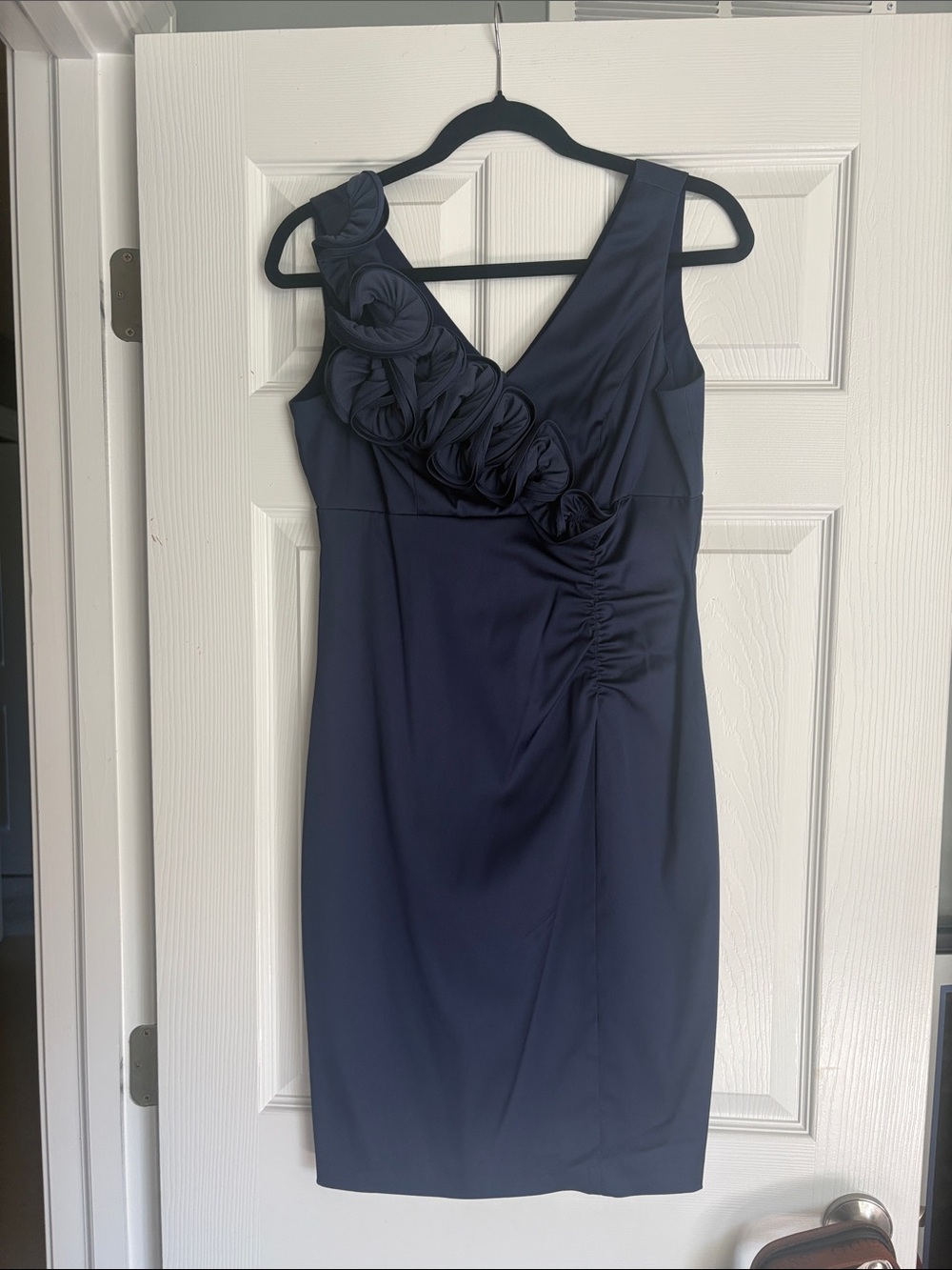 Donna Ricco New York Navy Blue dress- Size 6- sleeveless w front ruffle